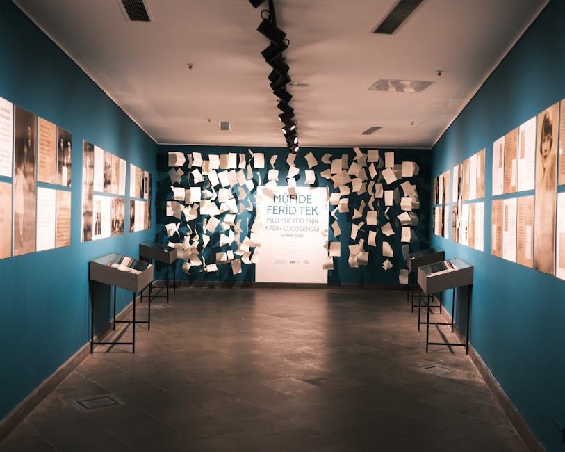 Contemporary art gallery with modern paper installation