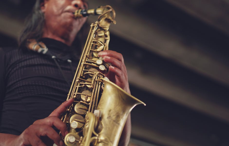 Jazz musician performing with a saxophone