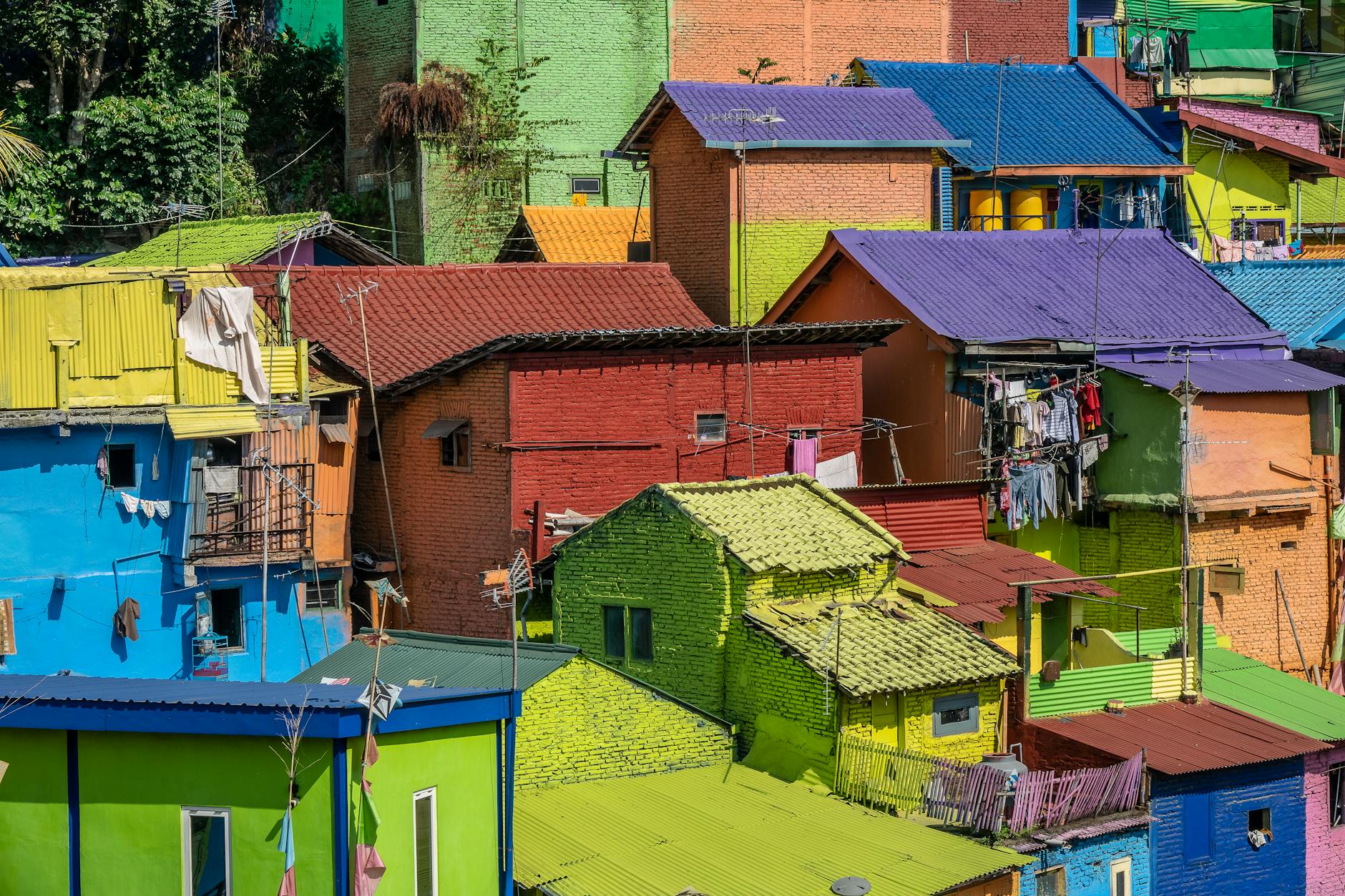 Vibrant colorful houses in a charming neighborhood