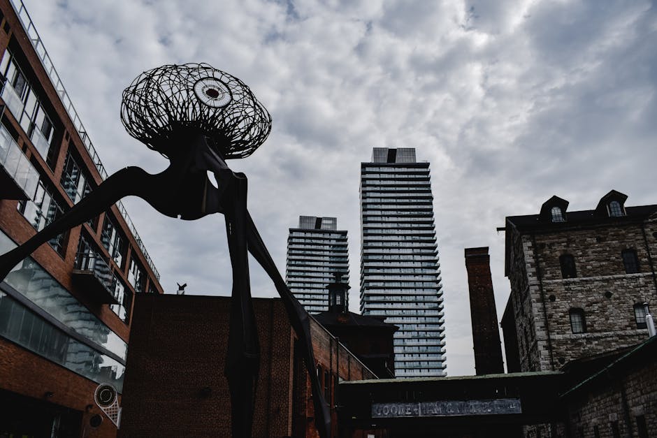 Distillery District Toronto with restored Victorian-era industrial buildings and cobblestone streets