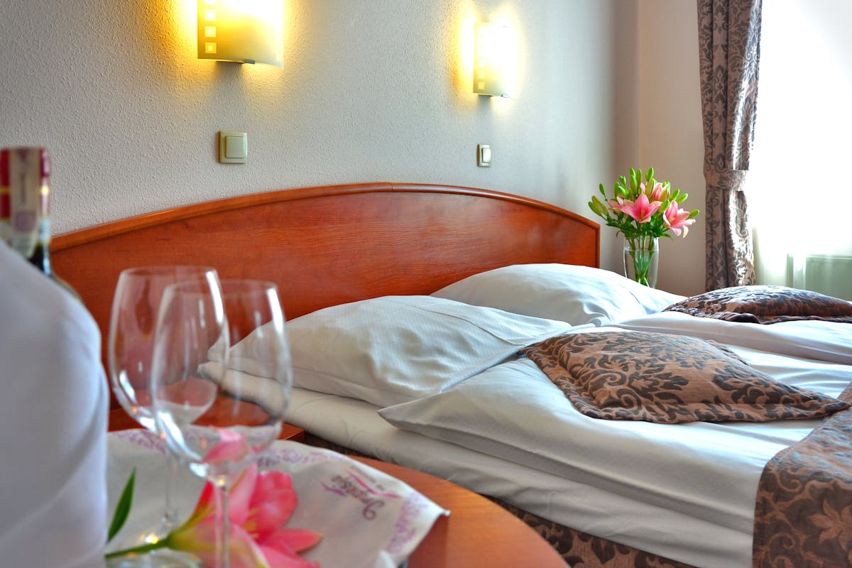 Luxury romantic hotel room with elegant decor