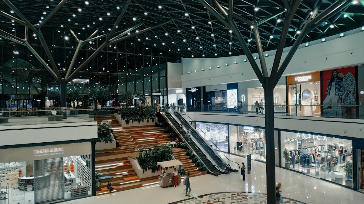 Shopping mall interior - indoor shopping in Toronto when it rains