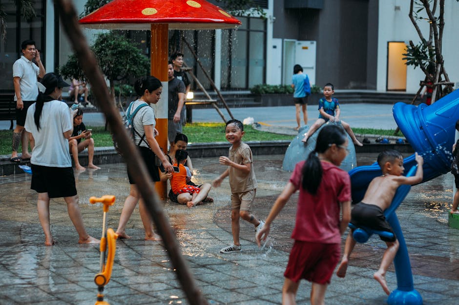 Families enjoying outdoor activities in the park