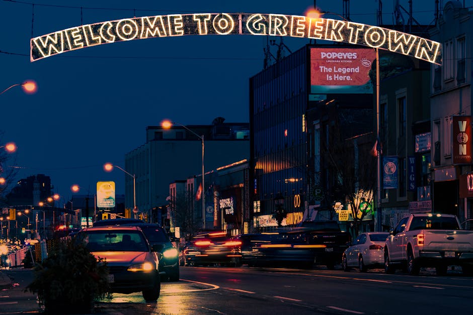 Vibrant Toronto nightlife scene with city lights