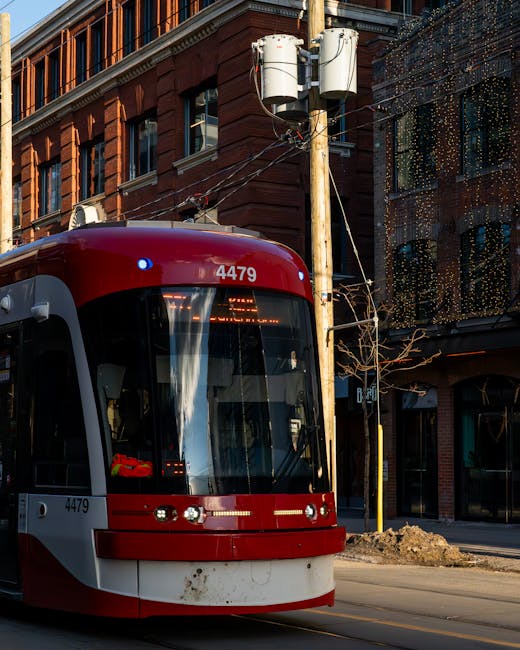 Historic Toronto streetcar - Iconic red streetcar for getting around downtown Toronto