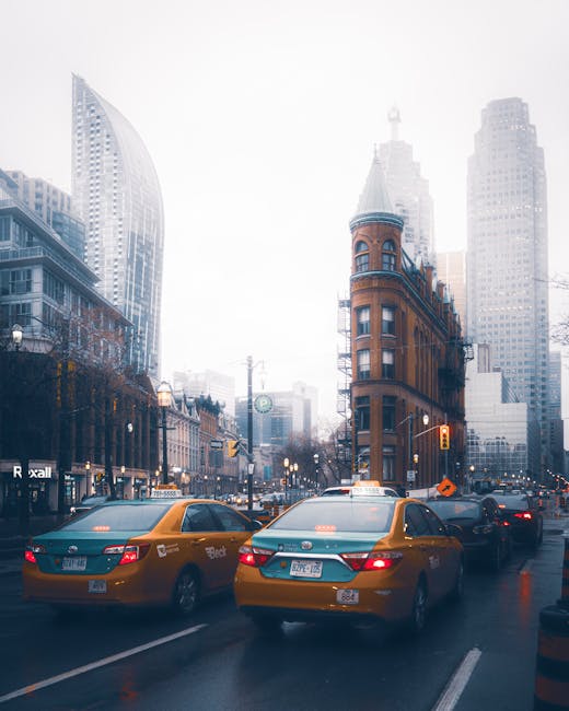 Yellow taxi cab in Toronto - Taxi transportation for getting around the city