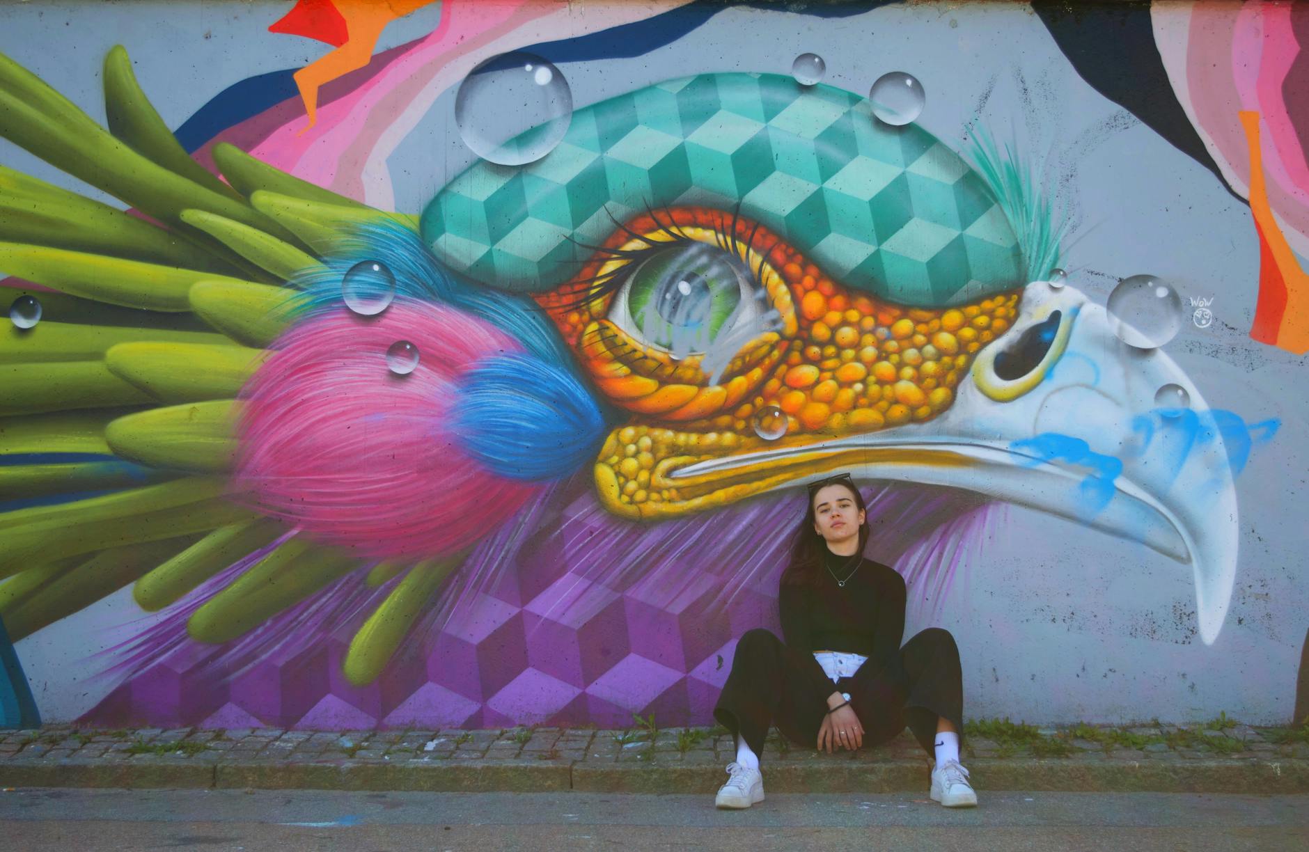 Vibrant street art mural showcasing urban creativity
