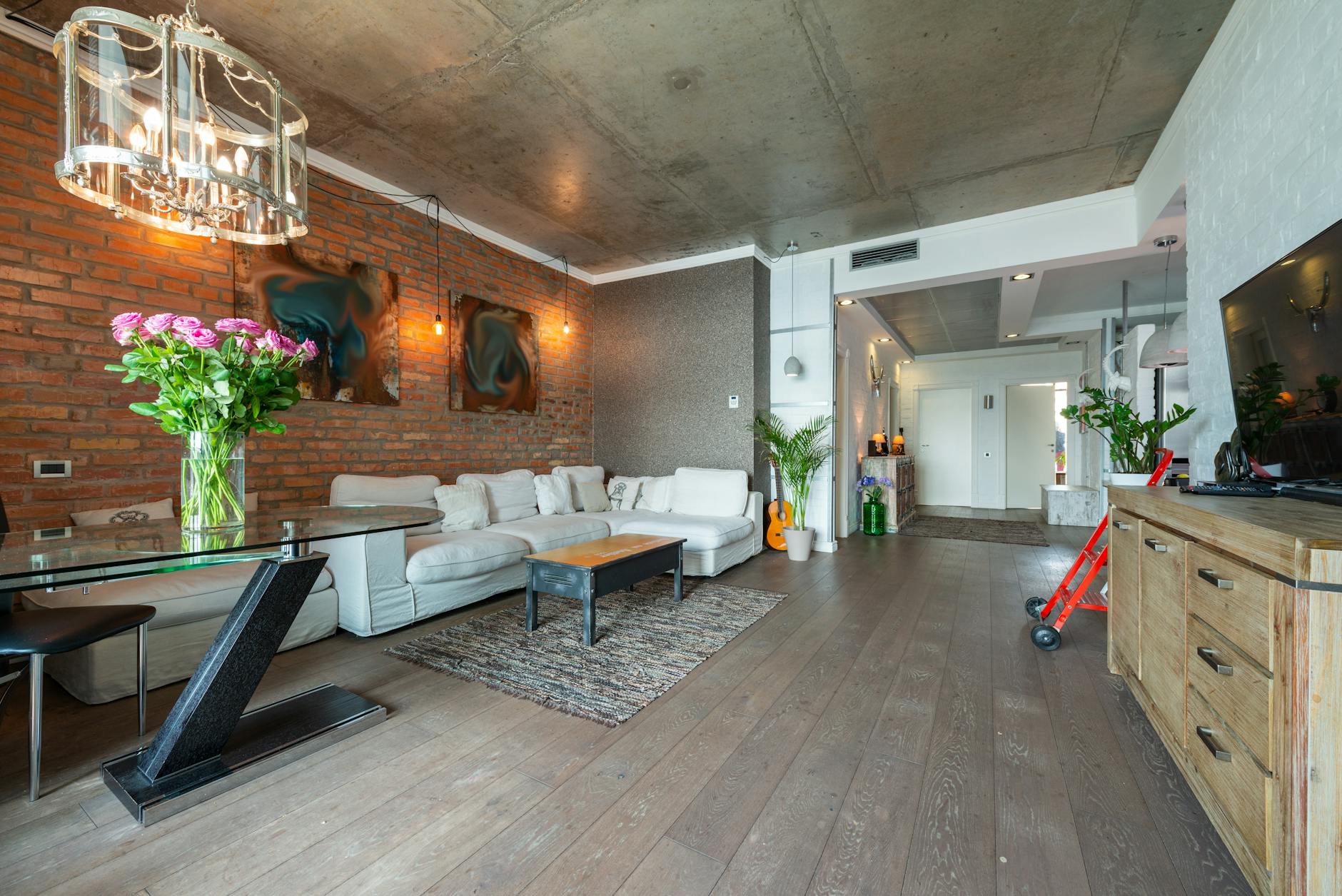 Airbnb Toronto industrial loft with brick walls and modern design