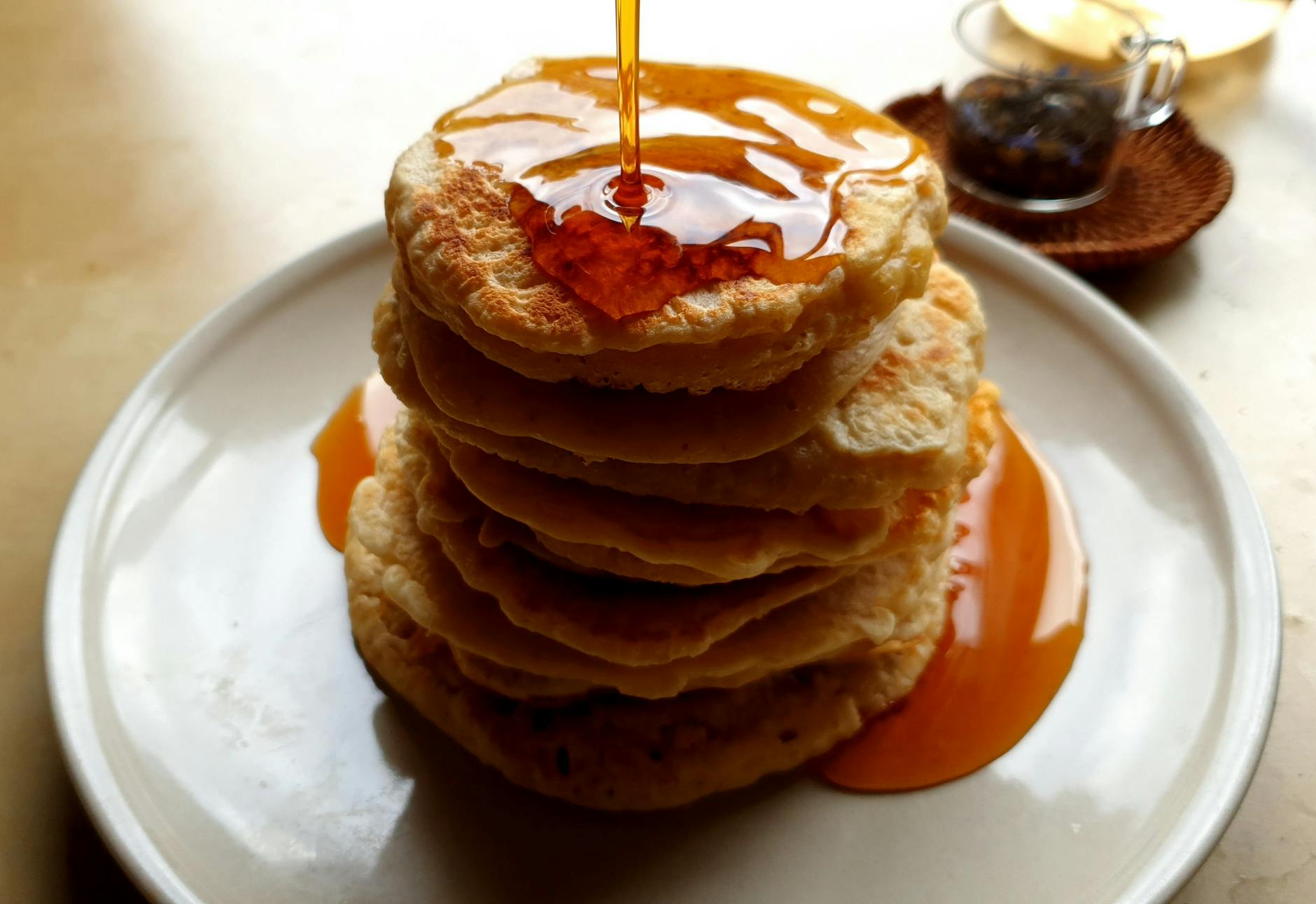 Best brunch Toronto pancake stack with maple syrup