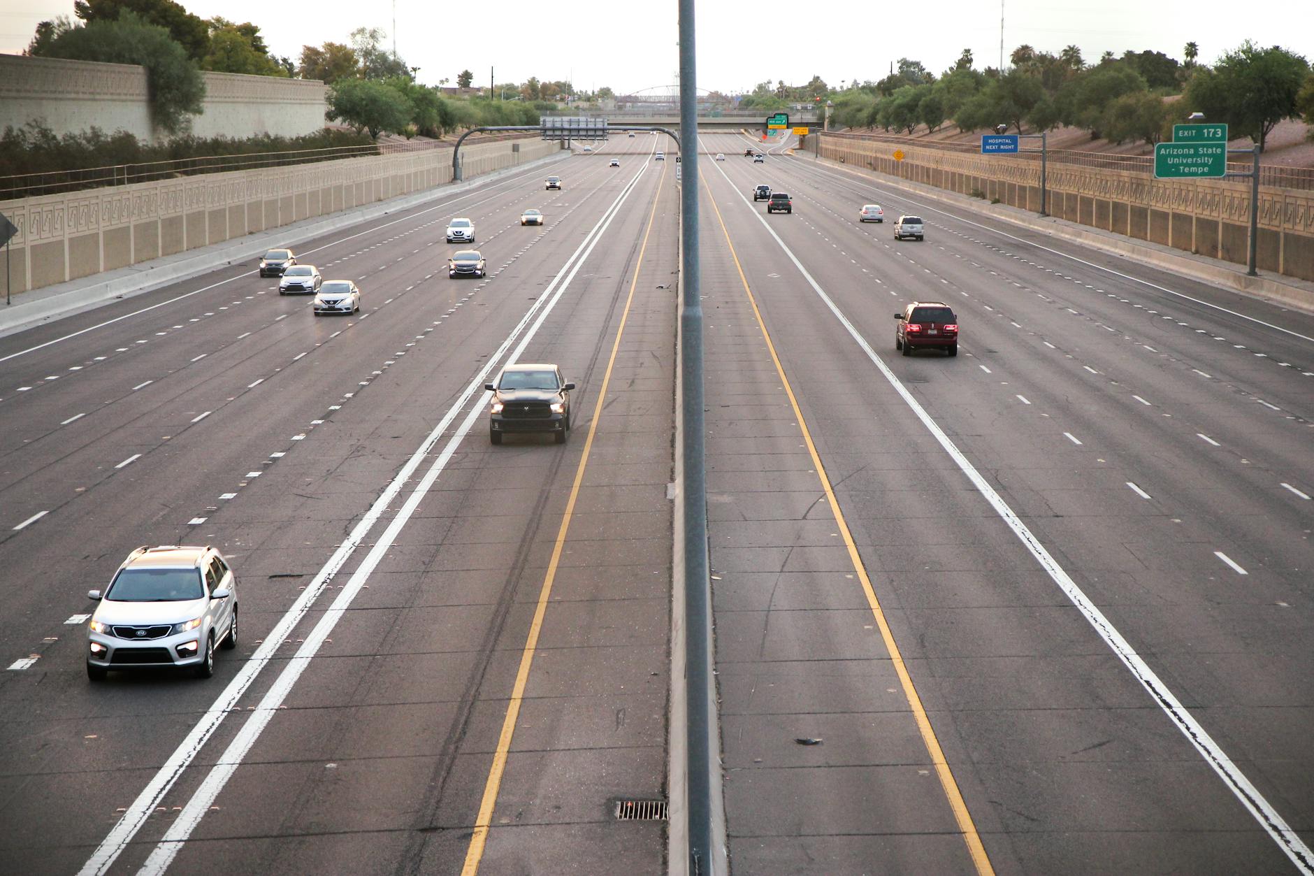 Toronto highway 401 traffic with multiple lanes