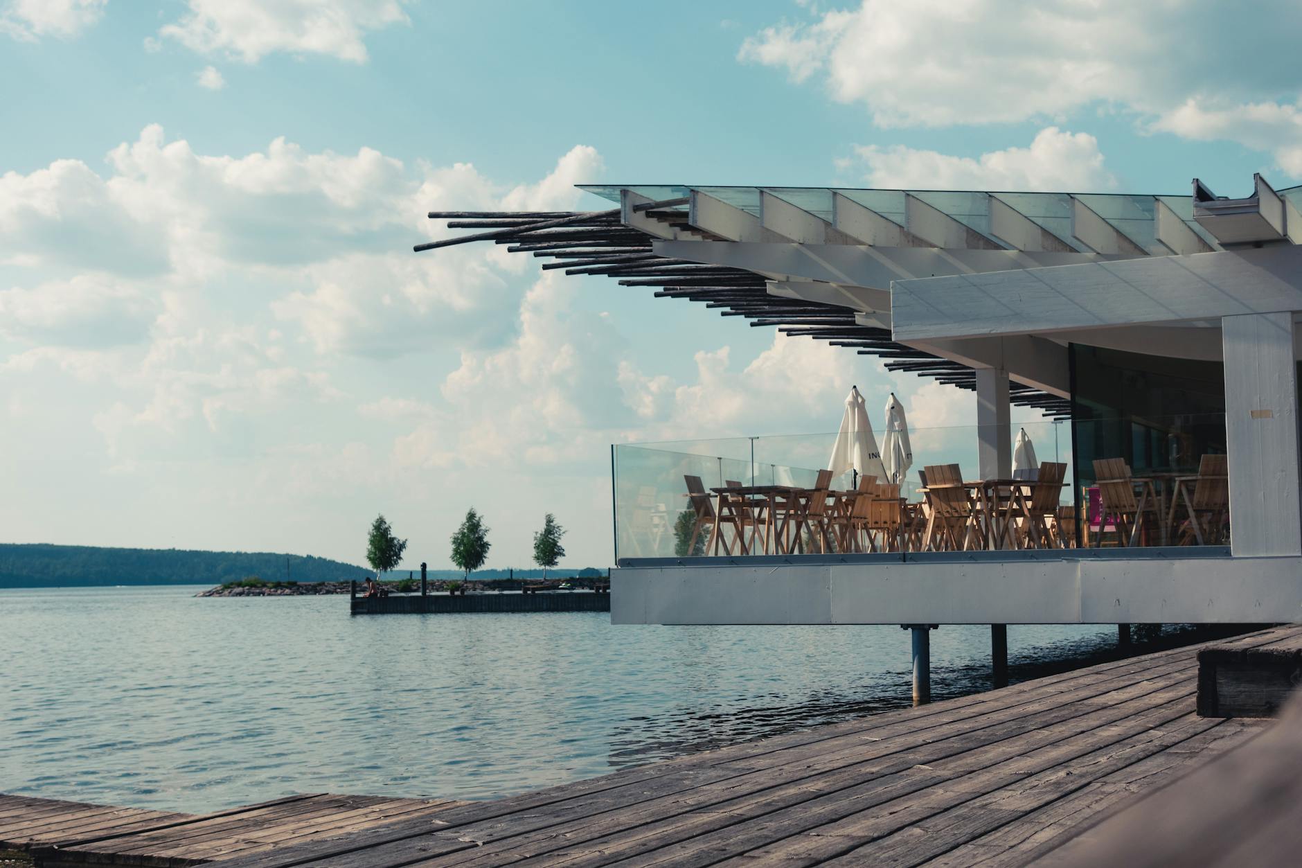 Toronto in summer waterfront festival outdoor lake patio bright sunny day
