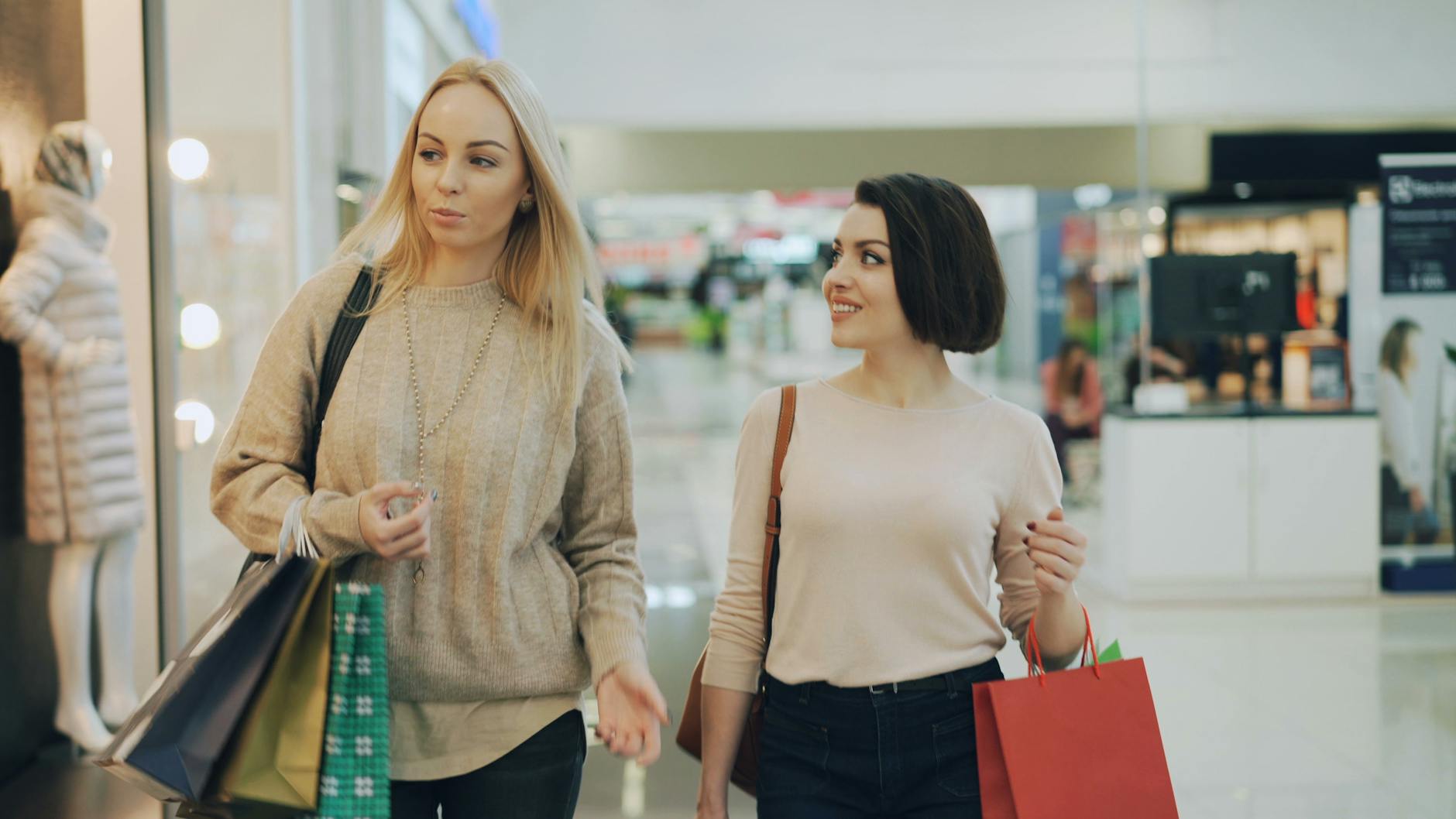 Toronto outlet mall shopping bags walking customers retail therapy