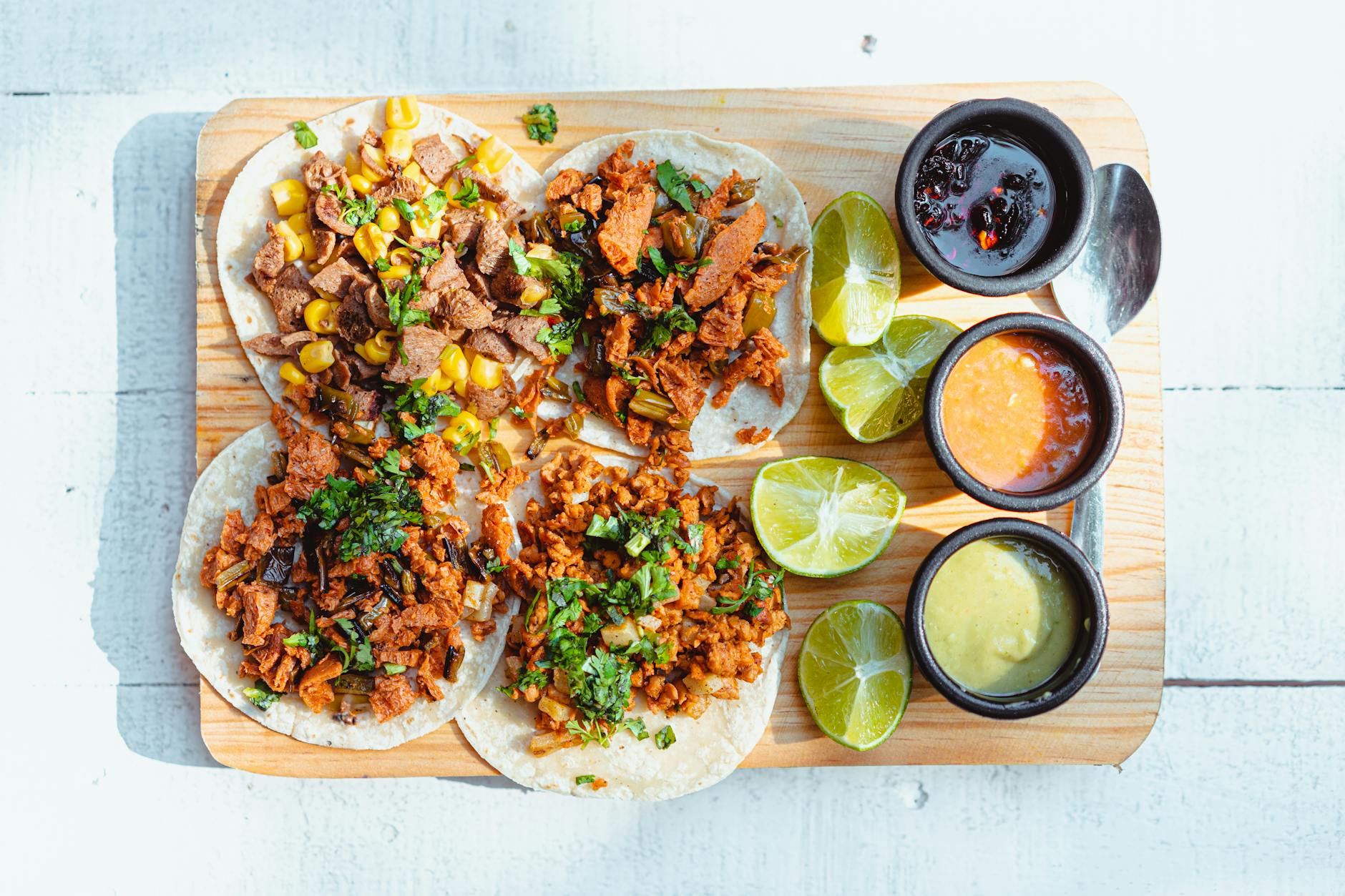 Toronto street food tacos with toppings and salsa