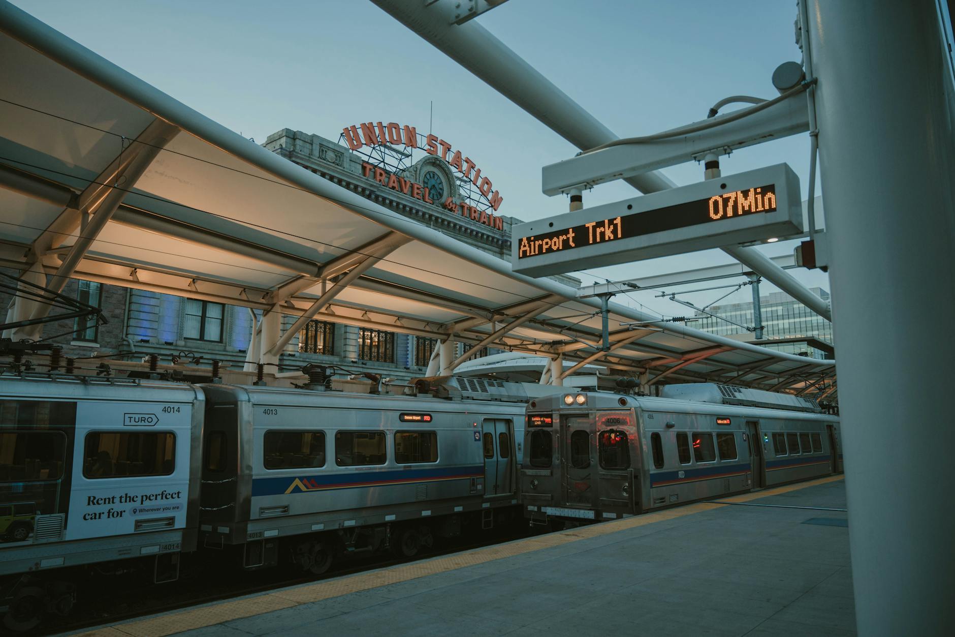UP Express Toronto train arriving at Union Station downtown