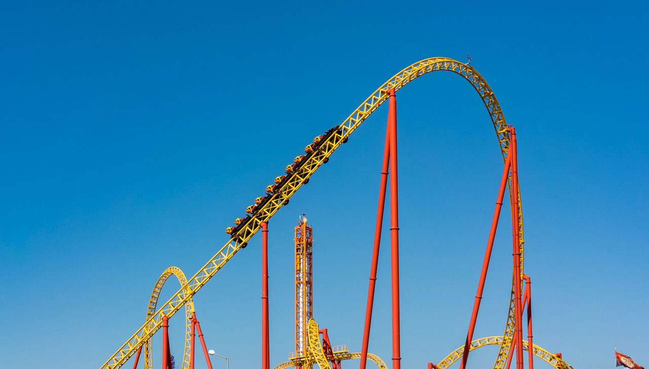 Roller coaster towering over Canada's Wonderland near Toronto