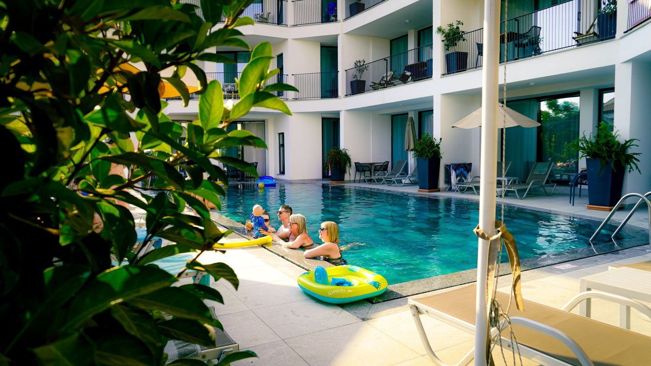 Indoor swimming pool at a family hotel in Toronto