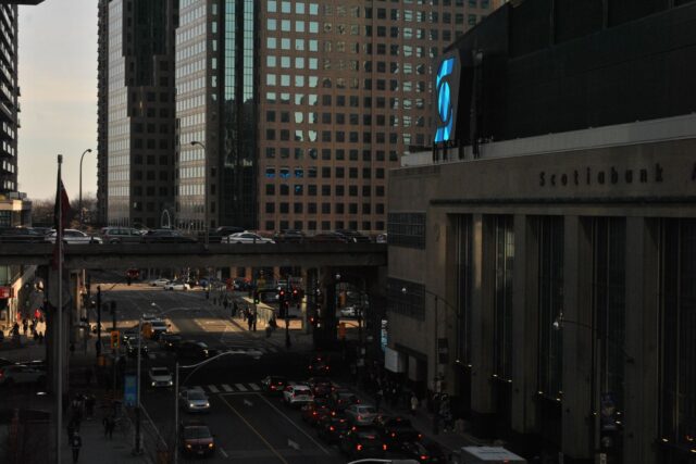 Scotiabank Arena Bay Street dusk