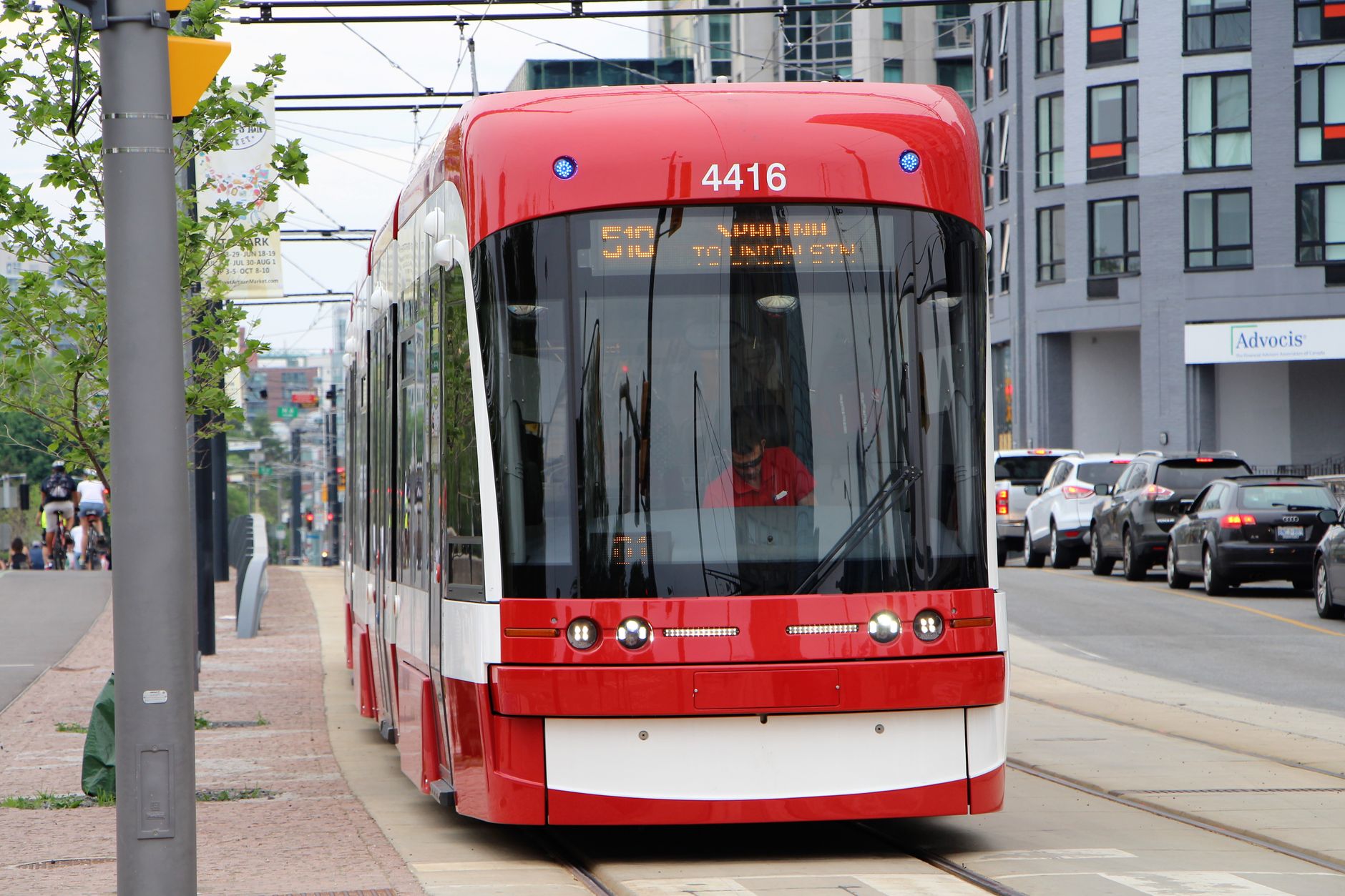 TTC streetcar on the Toronto waterfront near Queens Quay